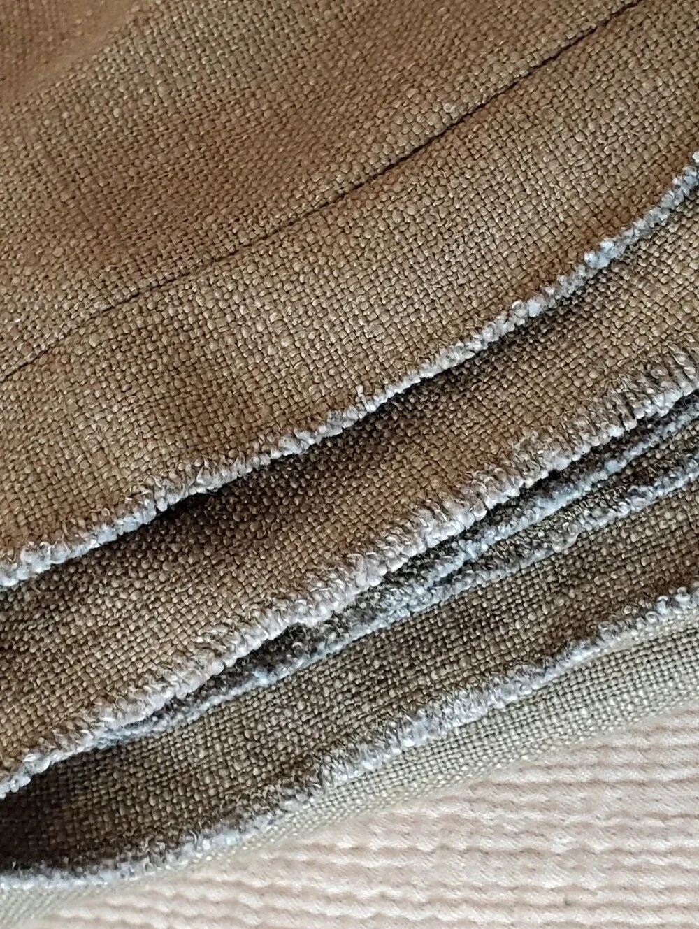 Anthropologie Olive Luxe Linen Blend Queen Duvet Cover, Frey Edges, Queen, NWT
